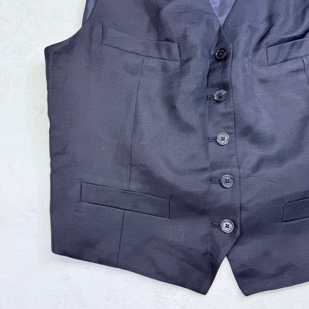 Lauren Ralph Lauren Womens Navy Blue V-Neck Vest Cinch Back Size 14P Petite NEW - Picture 5 of 12
